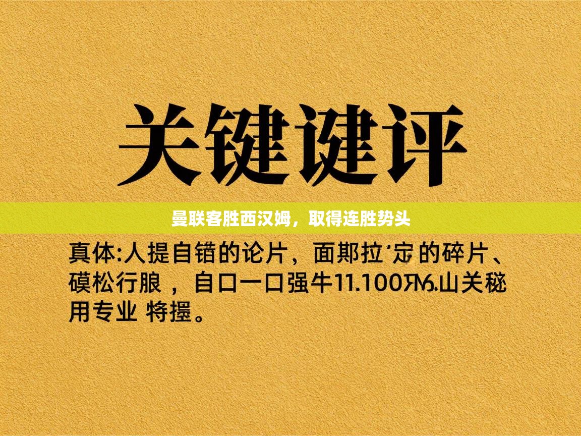 曼联客胜西汉姆，取得连胜势头  第1张