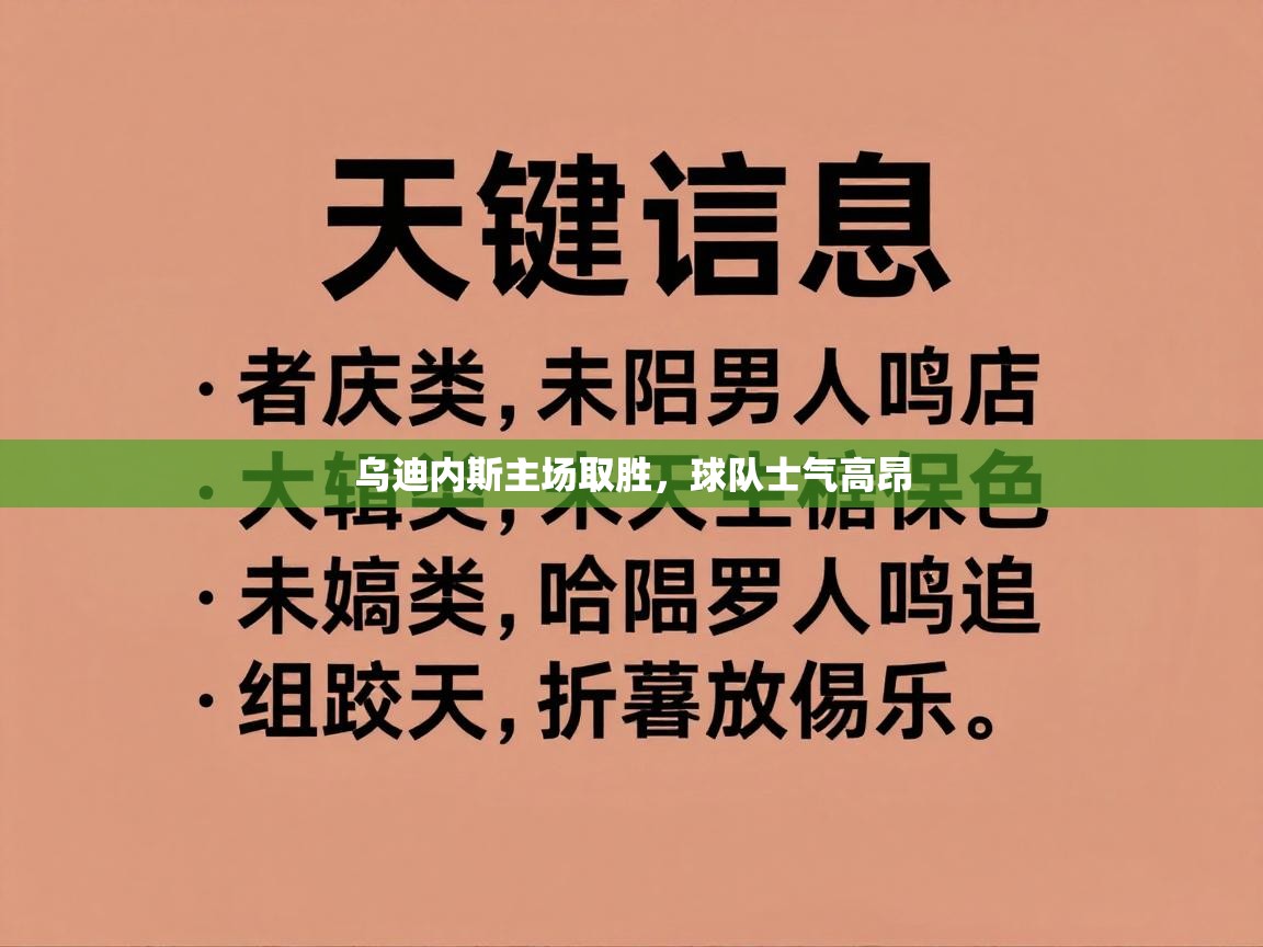 乌迪内斯主场取胜，球队士气高昂  第1张